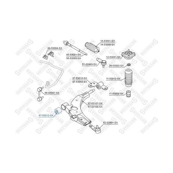 Valdymo svirties/išilginių svirčių įvorė STELLOX 87-53012-SX