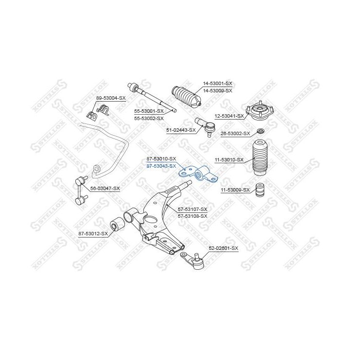 Valdymo svirties/išilginių svirčių įvorė STELLOX 87-53043-SX