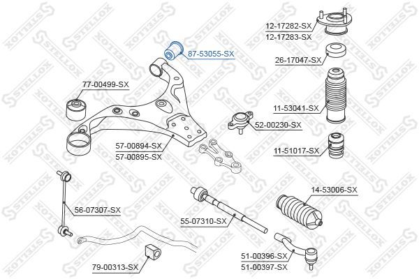 Valdymo svirties/išilginių svirčių įvorė STELLOX 87-53055-SX