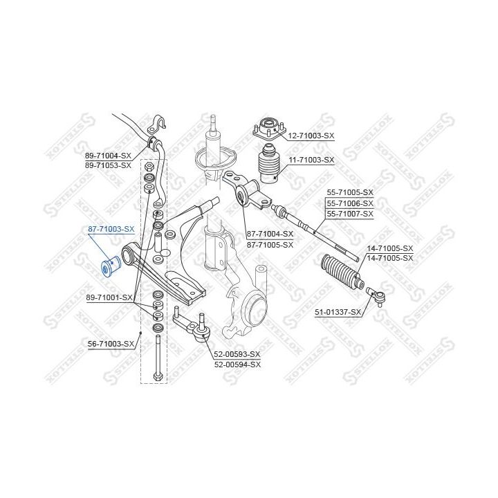 Valdymo svirties/išilginių svirčių įvorė STELLOX 87-71003-SX