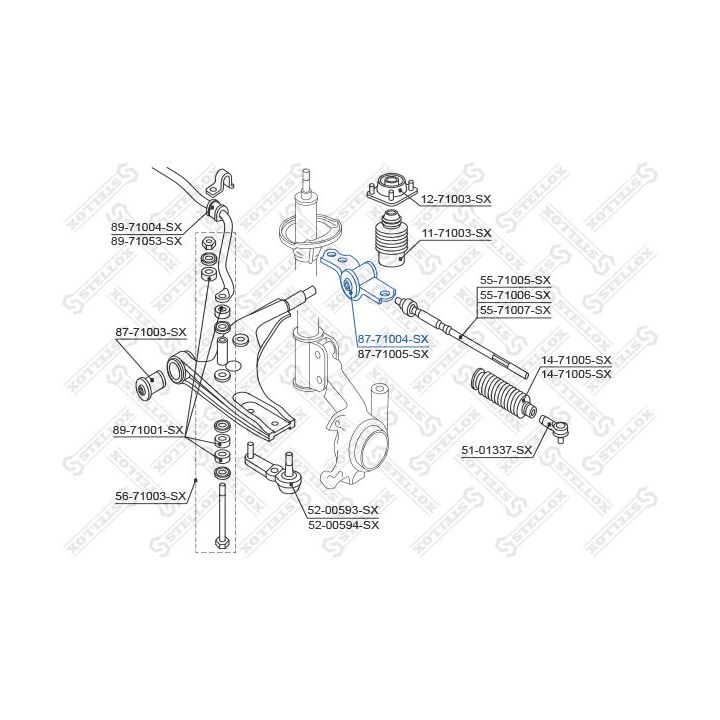 Valdymo svirties/išilginių svirčių įvorė STELLOX 87-71004-SX