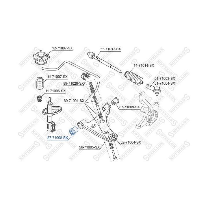 Valdymo svirties/išilginių svirčių įvorė STELLOX 87-71008-SX