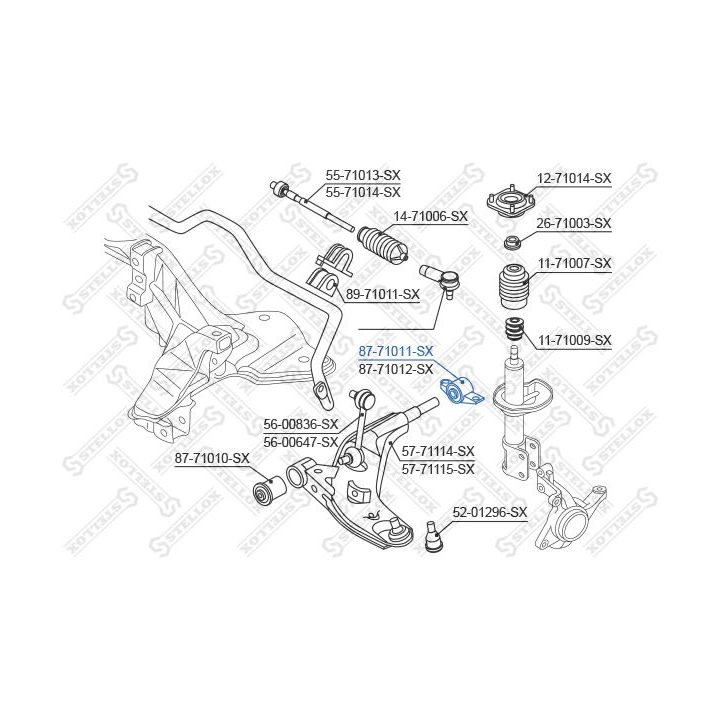 Valdymo svirties/išilginių svirčių įvorė STELLOX 87-71011-SX