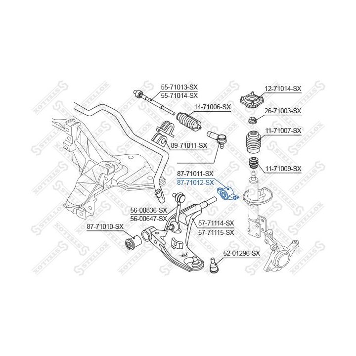 Valdymo svirties/išilginių svirčių įvorė STELLOX 87-71012-SX