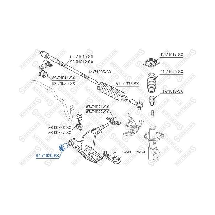 Valdymo svirties/išilginių svirčių įvorė STELLOX 87-71020-SX