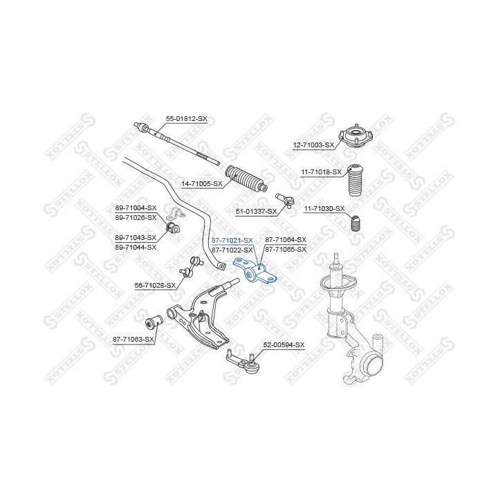 Valdymo svirties/išilginių svirčių įvorė STELLOX 87-71021-SX