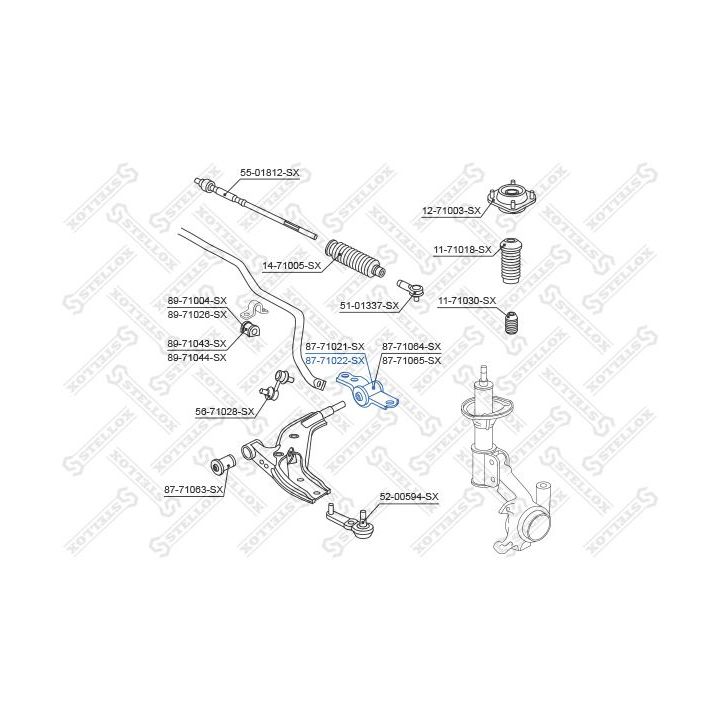 Valdymo svirties/išilginių svirčių įvorė STELLOX 87-71022-SX