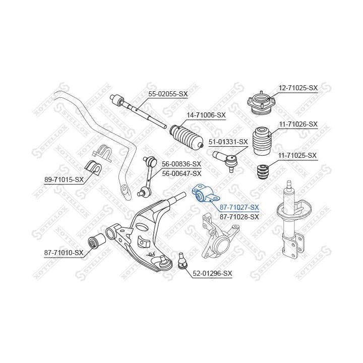 Valdymo svirties/išilginių svirčių įvorė STELLOX 87-71027-SX