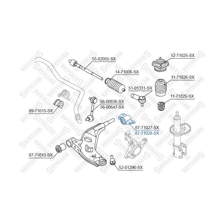 Valdymo svirties/išilginių svirčių įvorė STELLOX 87-71028-SX
