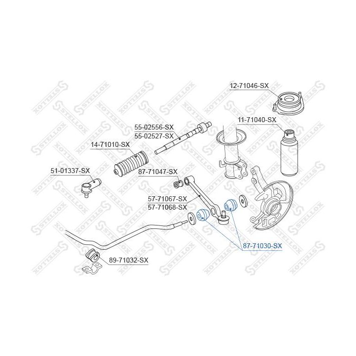 Valdymo svirties/išilginių svirčių įvorė STELLOX 87-71030-SX