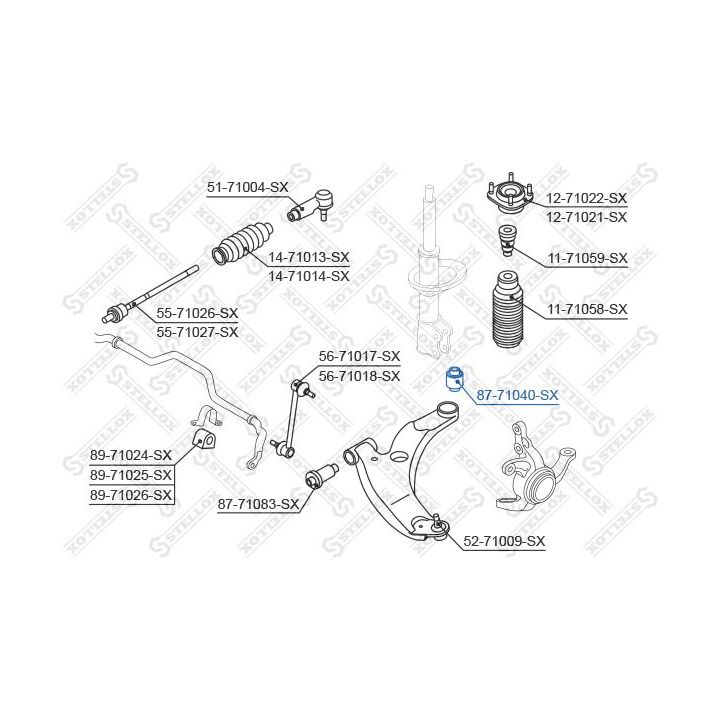 Valdymo svirties/išilginių svirčių įvorė STELLOX 87-71040-SX