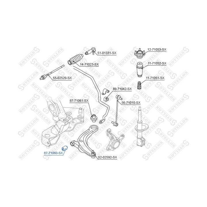Valdymo svirties/išilginių svirčių įvorė STELLOX 87-71060-SX