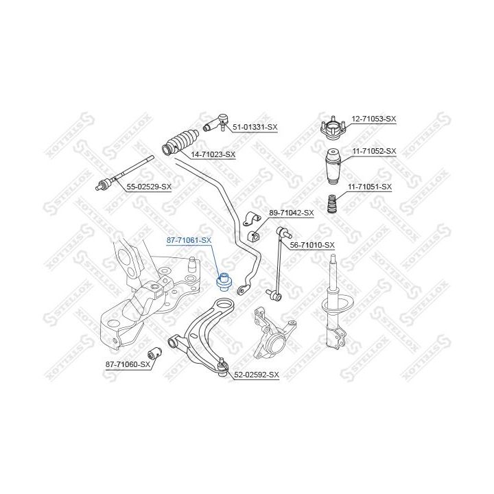 Valdymo svirties/išilginių svirčių įvorė STELLOX 87-71061-SX
