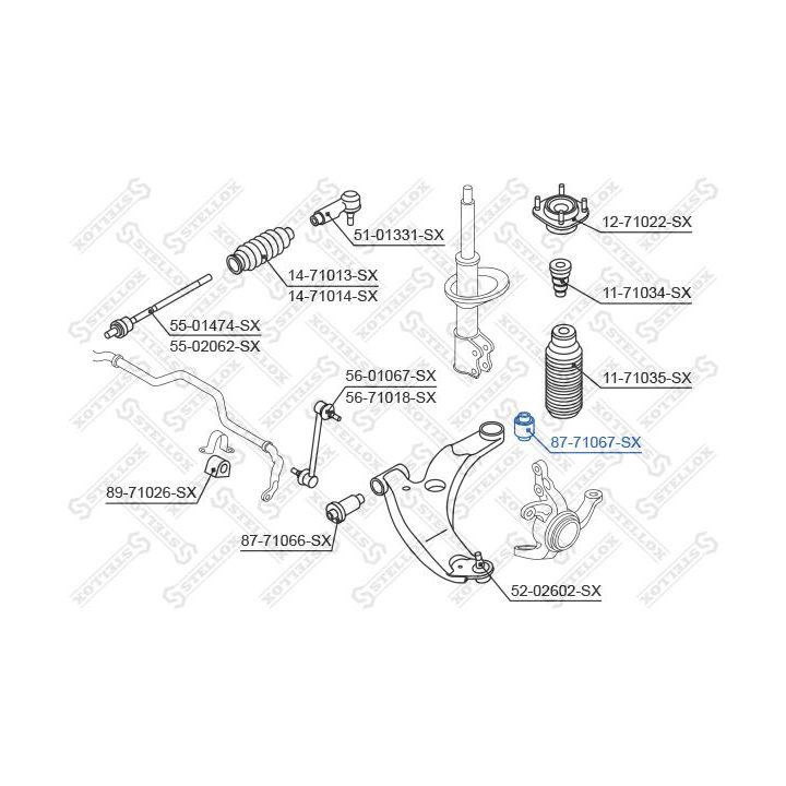 Valdymo svirties/išilginių svirčių įvorė STELLOX 87-71067-SX