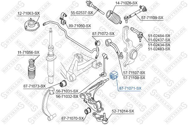 Valdymo svirties/išilginių svirčių įvorė STELLOX 87-71071-SX