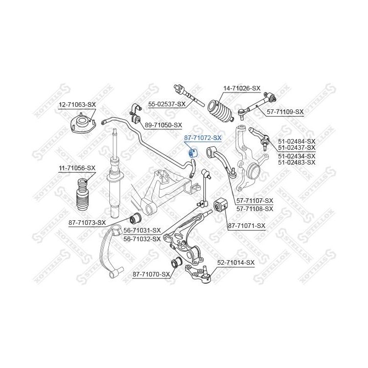 Valdymo svirties/išilginių svirčių įvorė STELLOX 87-71072-SX
