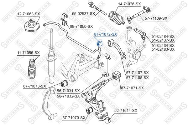 Valdymo svirties/išilginių svirčių įvorė STELLOX 87-71072-SX