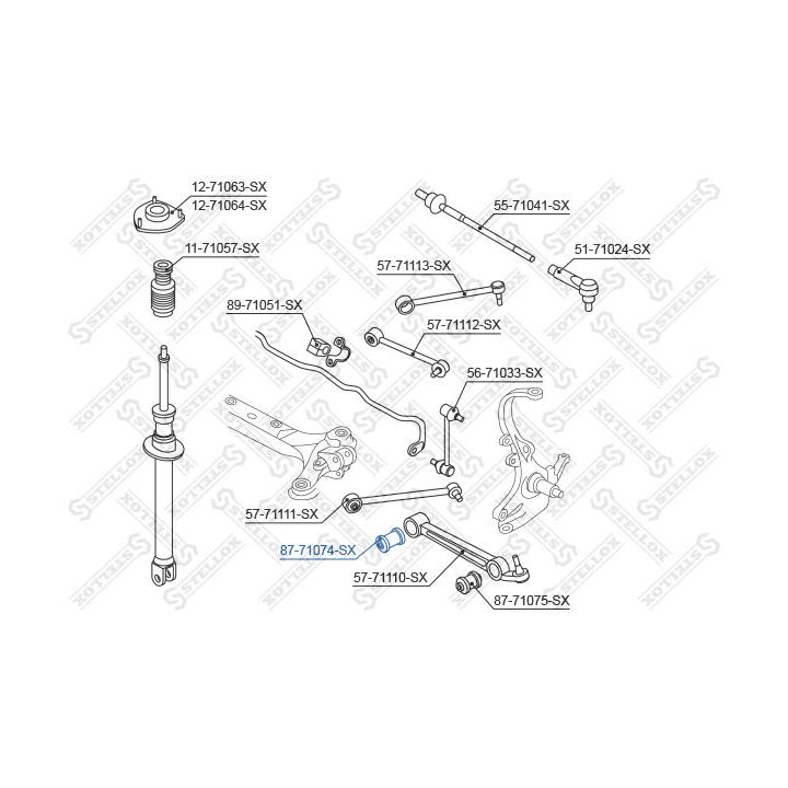 Valdymo svirties/išilginių svirčių įvorė STELLOX 87-71074-SX