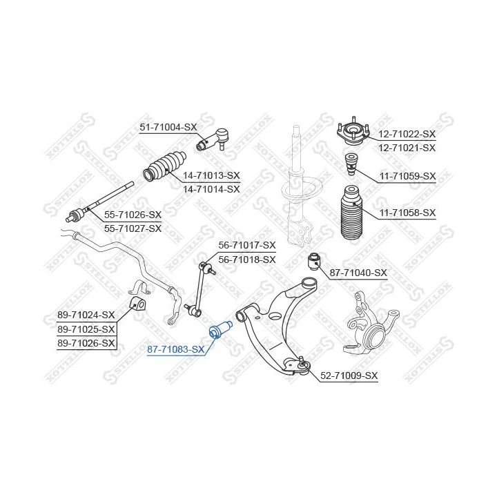 Valdymo svirties/išilginių svirčių įvorė STELLOX 87-71083-SX