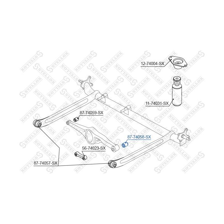 Valdymo svirties/išilginių svirčių įvorė STELLOX 87-74058-SX
