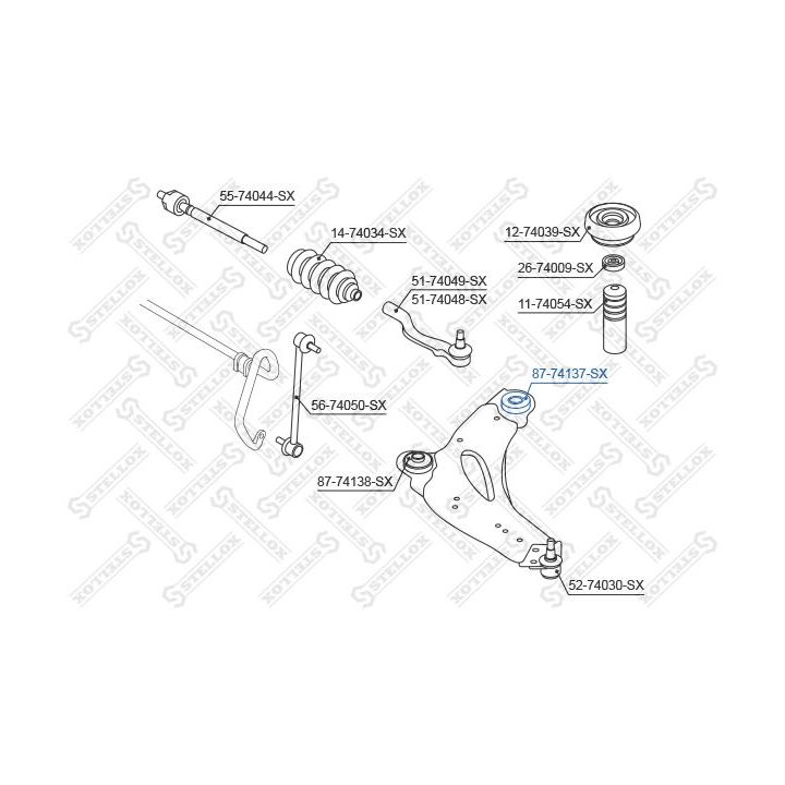 Valdymo svirties/išilginių svirčių įvorė STELLOX 87-74137-SX
