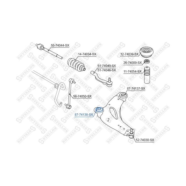 Valdymo svirties/išilginių svirčių įvorė STELLOX 87-74138-SX