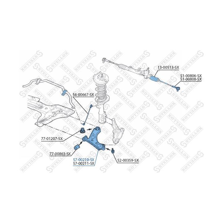 Vikšro valdymo svirtis STELLOX 57-00210-SX