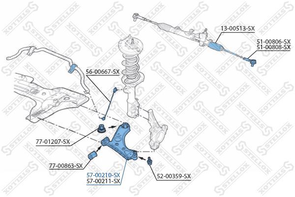 Vikšro valdymo svirtis STELLOX 57-00210-SX