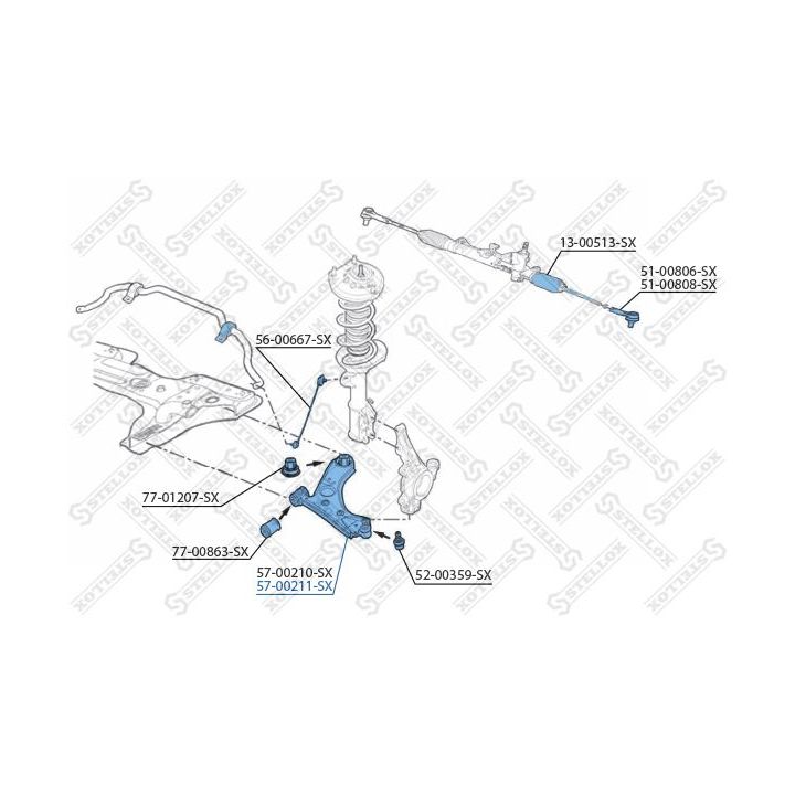 Vikšro valdymo svirtis STELLOX 57-00211-SX
