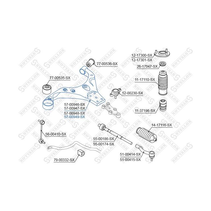 Vikšro valdymo svirtis STELLOX 57-00949-SX