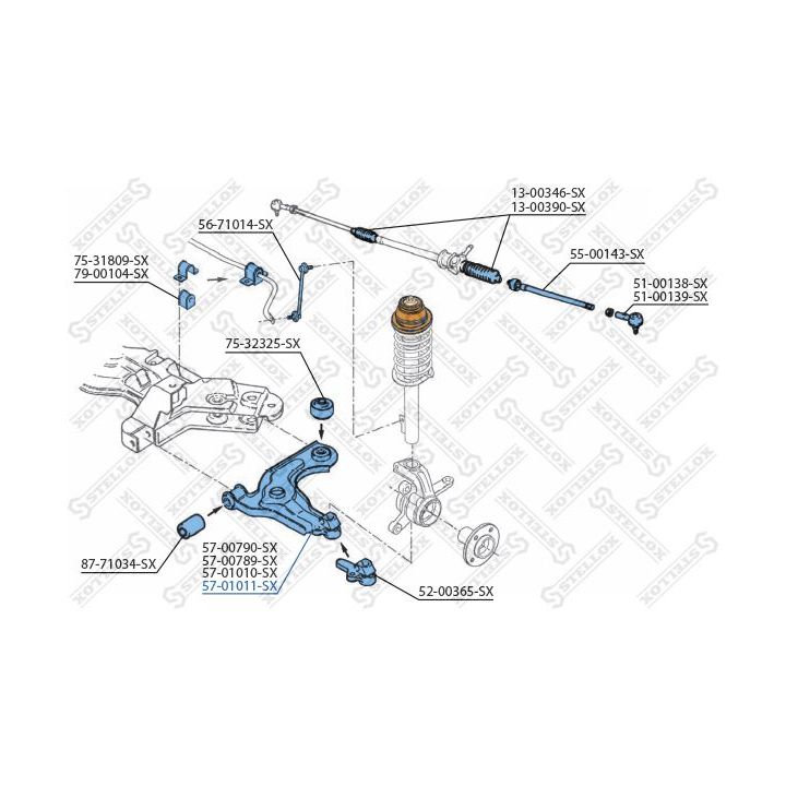 Vikšro valdymo svirtis STELLOX 57-01011-SX