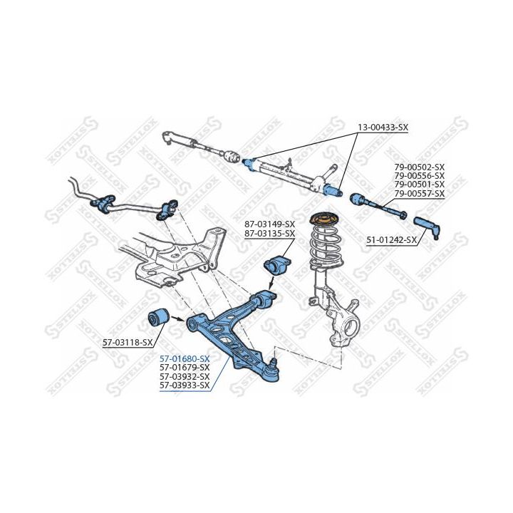 Vikšro valdymo svirtis STELLOX 57-01680-SX