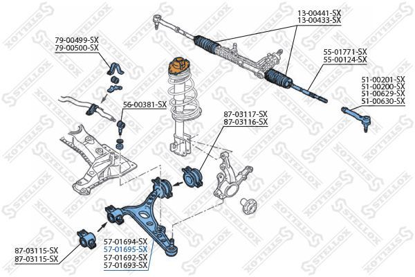 Vikšro valdymo svirtis STELLOX 57-01695-SX