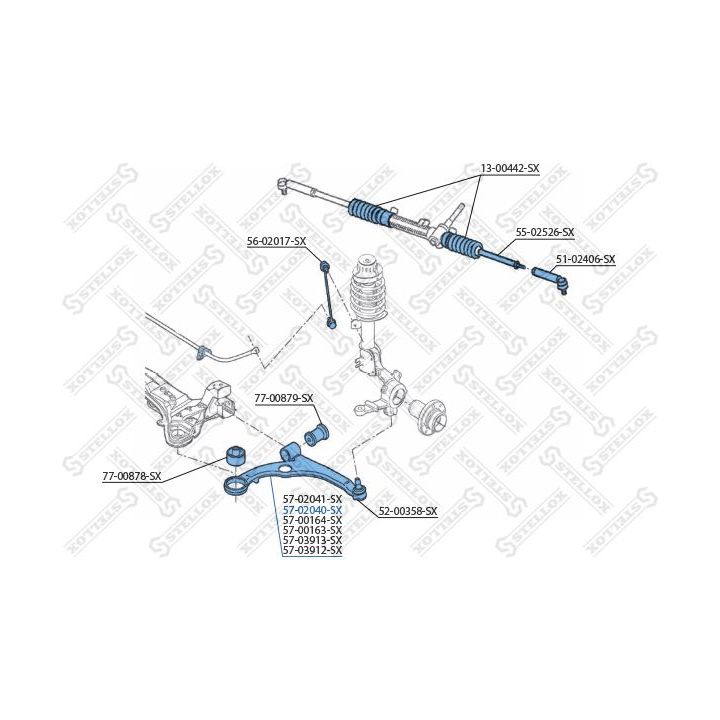 Vikšro valdymo svirtis STELLOX 57-02040-SX