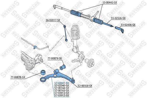 Vikšro valdymo svirtis STELLOX 57-02041-SX