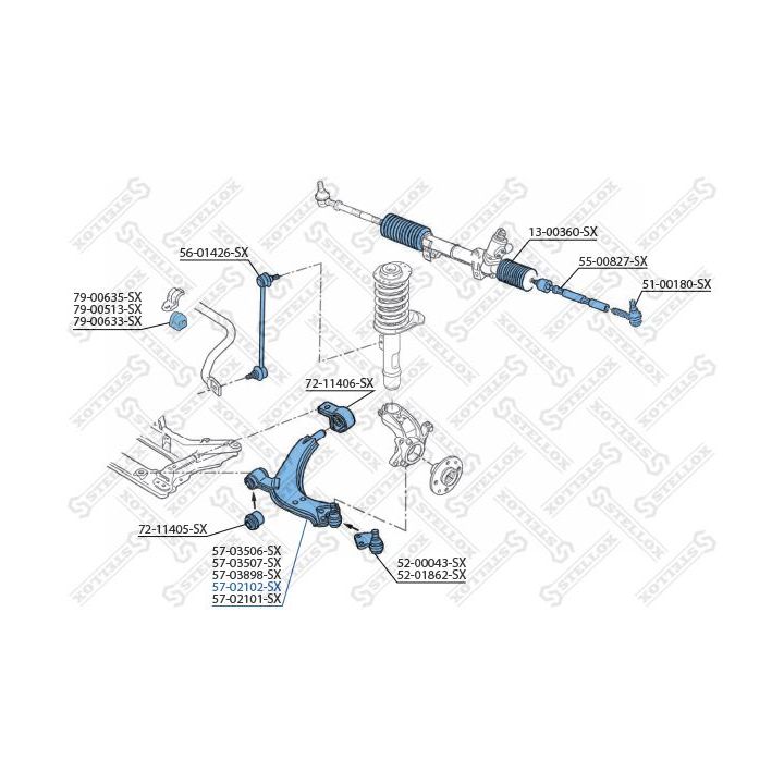 Vikšro valdymo svirtis STELLOX 57-02102-SX