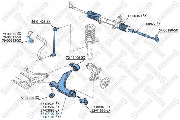 Vikšro valdymo svirtis STELLOX 57-02102-SX