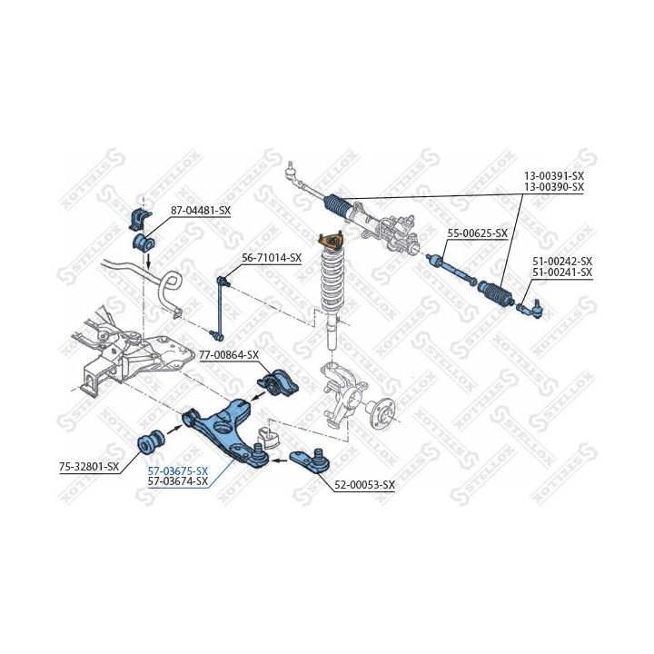 Vikšro valdymo svirtis STELLOX 57-03675-SX