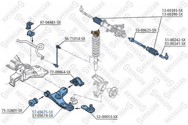 Vikšro valdymo svirtis STELLOX 57-03675-SX
