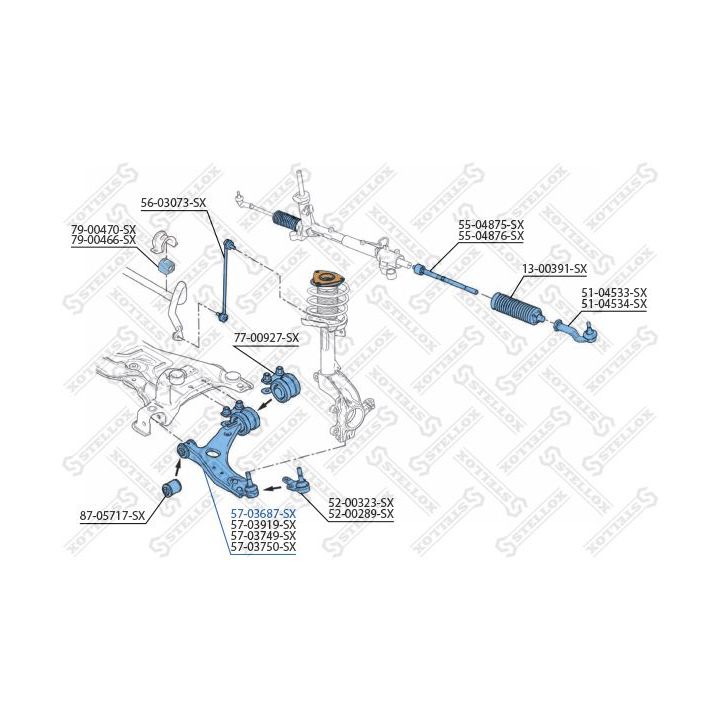 Vikšro valdymo svirtis STELLOX 57-03687-SX