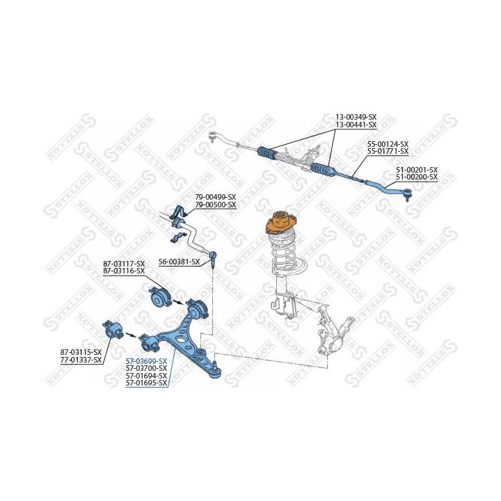 Vikšro valdymo svirtis STELLOX 57-03699-SX