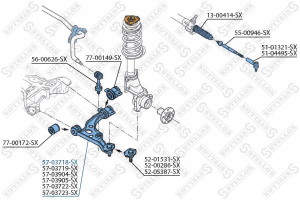 Vikšro valdymo svirtis STELLOX 57-03718-SX