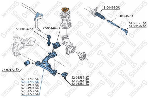 Vikšro valdymo svirtis STELLOX 57-03719-SX