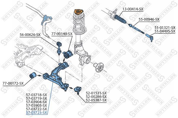 Vikšro valdymo svirtis STELLOX 57-03723-SX