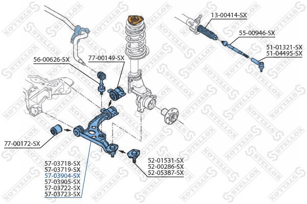 Vikšro valdymo svirtis STELLOX 57-03904-SX