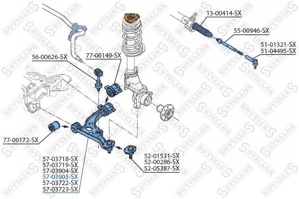 Vikšro valdymo svirtis STELLOX 57-03905-SX