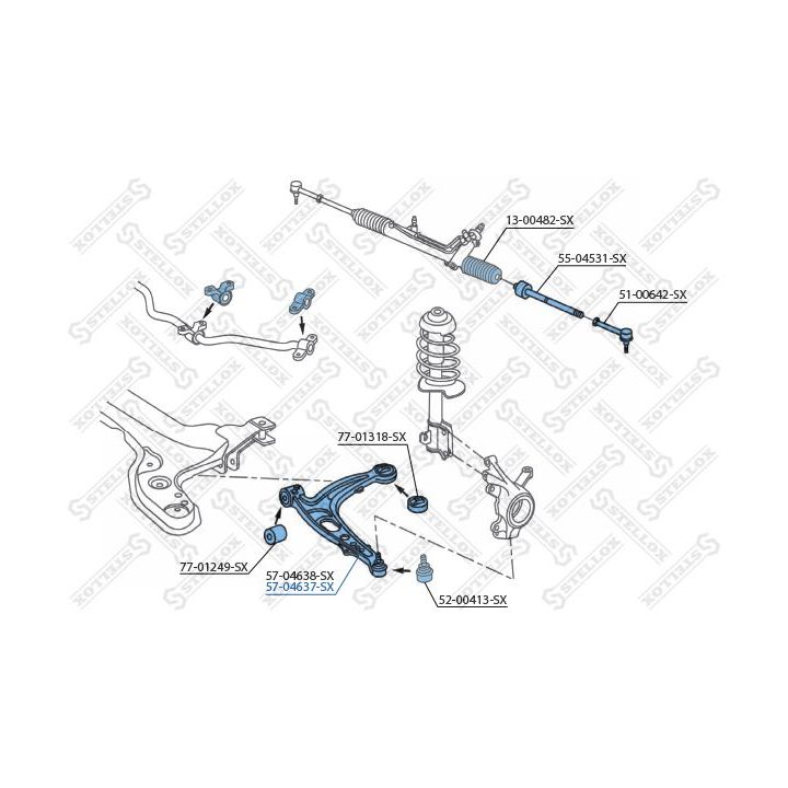 Vikšro valdymo svirtis STELLOX 57-04637-SX