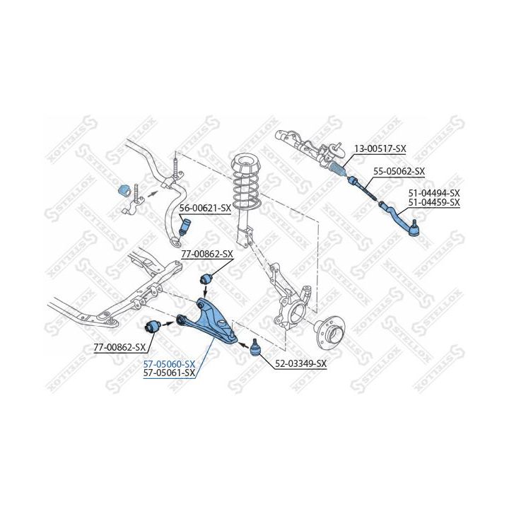 Vikšro valdymo svirtis STELLOX 57-05060-SX