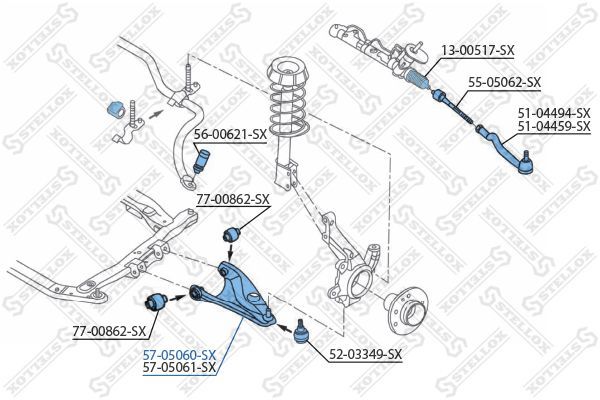 Vikšro valdymo svirtis STELLOX 57-05060-SX
