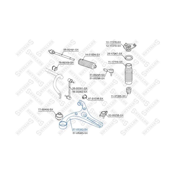 Vikšro valdymo svirtis STELLOX 57-05382-SX